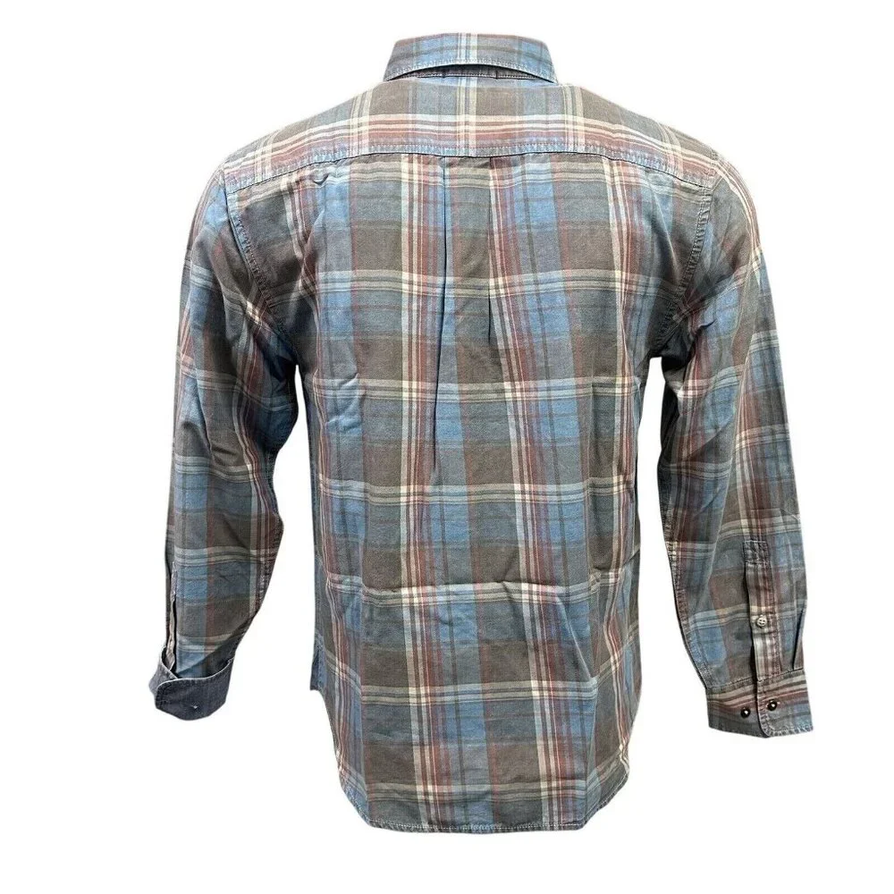 Tommy Bahama Men's XLT Fog Gray Distressed Fresno Plaid Reverse Print Shirt - Picture 2 of 10